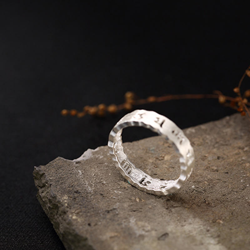 Buddha Stones Tibetan 925 Sterling Silver Om Mani Padme Hum Peace Hollow Ring - image 8