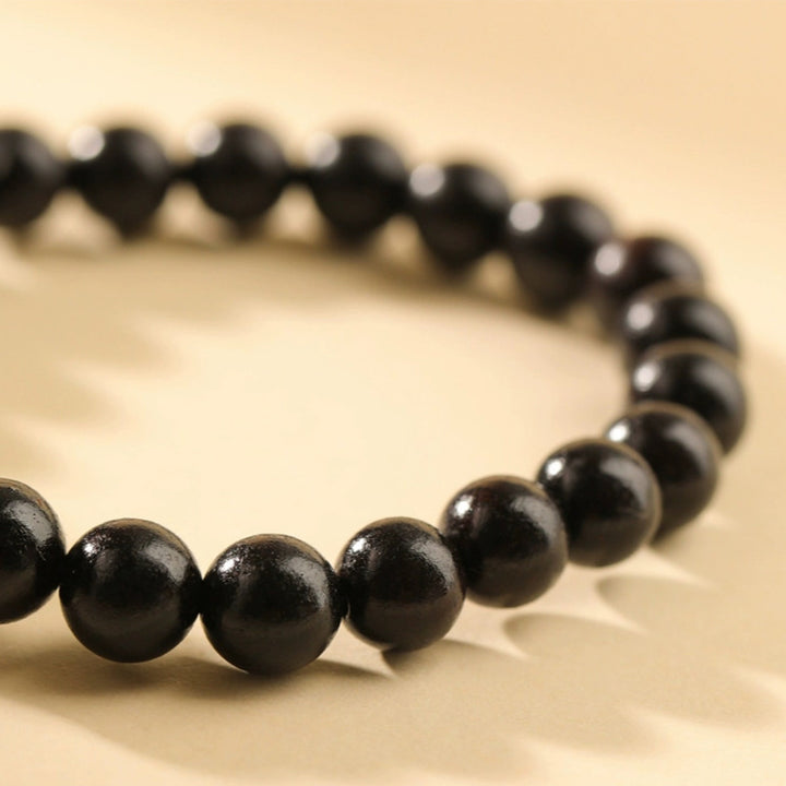 Buddha Stones Cute Ebony Wood Cat Head Pattern Peace Bracelet