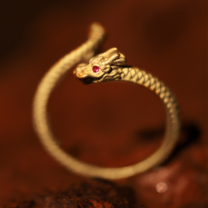Buddha Stones 925 Sterling Silver Vintage Dragon Luck Protection Strength Adjustable Ring - image 3