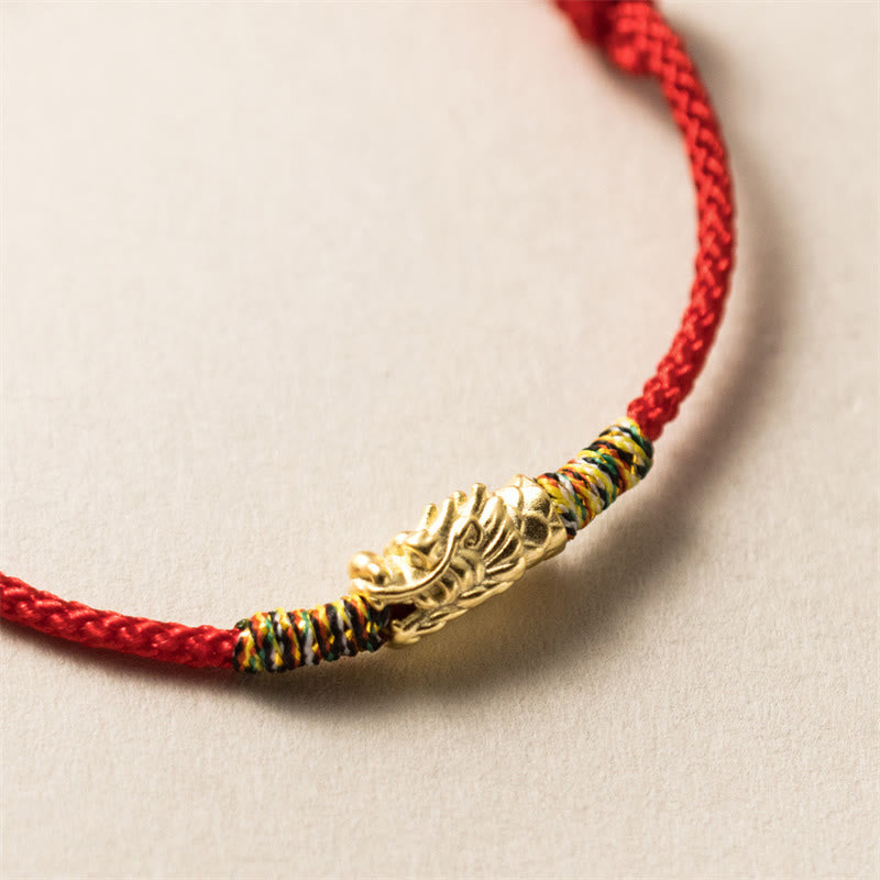 Buddha Stones 925 Sterling Silver Year of the Dragon Luck Strength Red Rope Bracelet - image 1