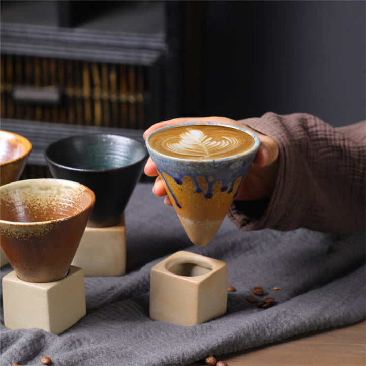 Buddha Stones Vintage Gradient Ceramic Coffee Mug Tea Latte Espresso Coffee Cup With Base 200ml