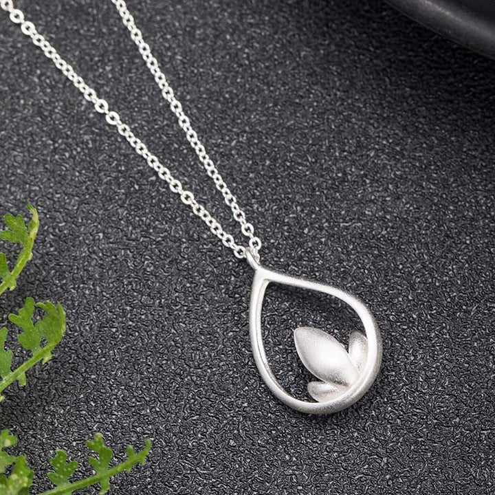 Buddha Stones 925 Sterling Silver Lotus Flower Floral Enlightenment Necklace Pendant - image 3