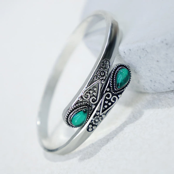 Buddha Stones Zircon Water Drop Pattern Healing Cuff Bracelet Bangle - image 2