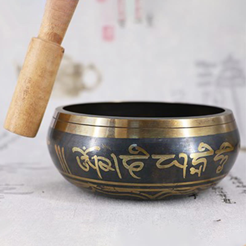 Buddha Stones Tibetan Meditation Bowl for Healing and Mindfulness Om Mani Padme Hum Singing Bowl - image 10