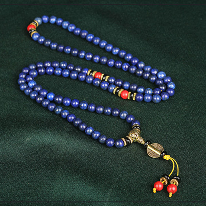 Buddha Stones Tibetan Mala Lapis Lazuli Lazurite Positive Bracelet - image 1