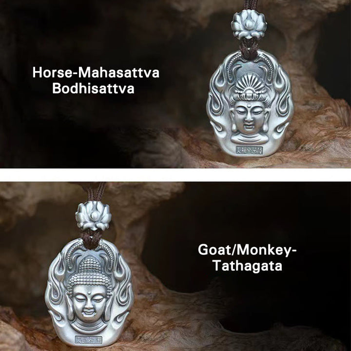 Buddha Stones Chinese Zodiac Natal Buddha Om Mani Padme Hum Lotus Compassion Necklace Pendant - image 23