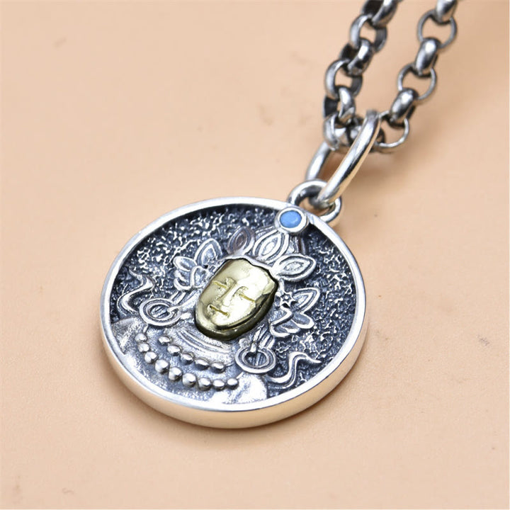Buddha Stones 925 Sterling Silver Green Tara Double Dorje Vajra Protection Necklace Pendant - image 5