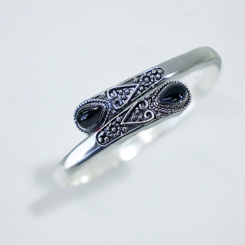 Buddha Stones Zircon Water Drop Pattern Healing Cuff Bracelet Bangle - image 7