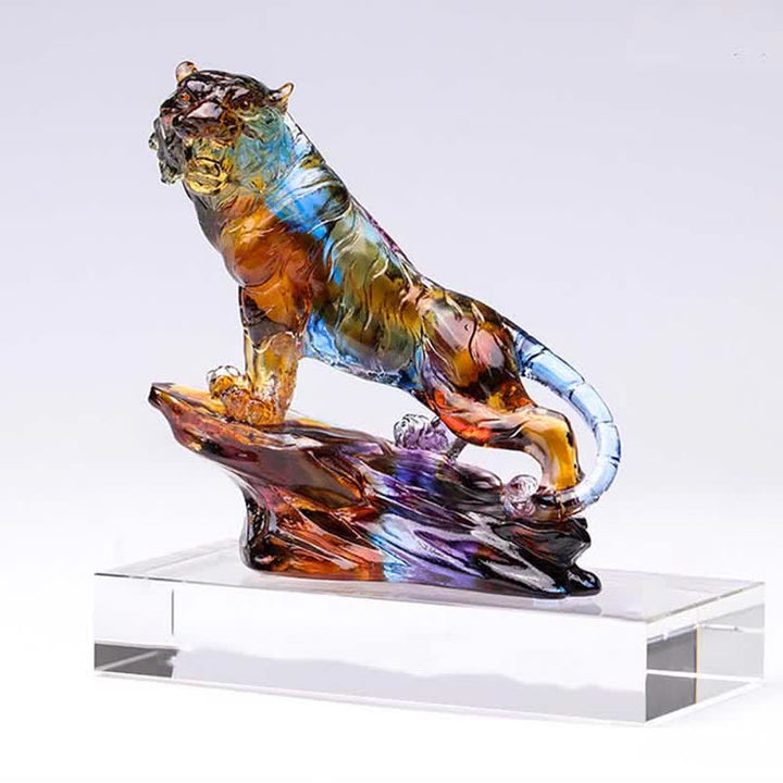 Handmade Liuli Crystal Tiger Art Piece Protection Home Decoration - image 17
