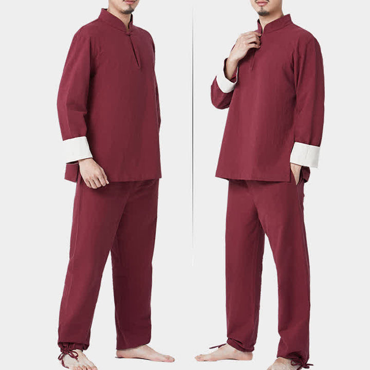 Spiritual Zen Meditation Yoga Prayer Practice Cotton Linen Clothing Men's Set - image 3