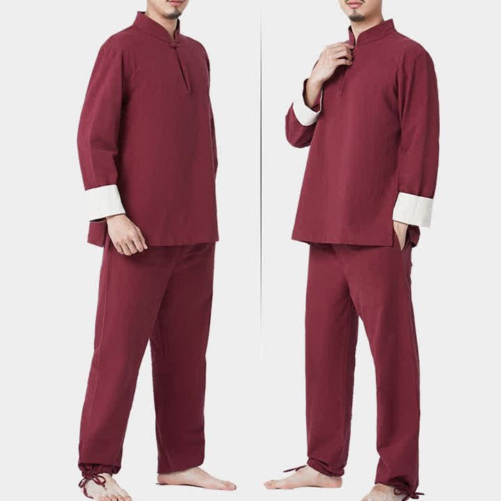 Spiritual Zen Meditation Yoga Prayer Practice Cotton Linen Clothing Men's Set