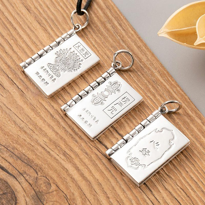 990 Sterling Silver Heart Sutra Great Compassion Shurangama Mantra Lotus Vajra Peace Necklace Pendant - image 12