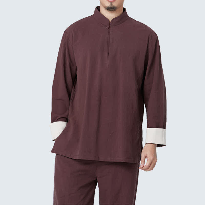 Spiritual Zen Meditation Yoga Prayer Practice Cotton Linen Clothing Men's Set - Brown - US/UK/AU44，EU54 (3XL) - image 18