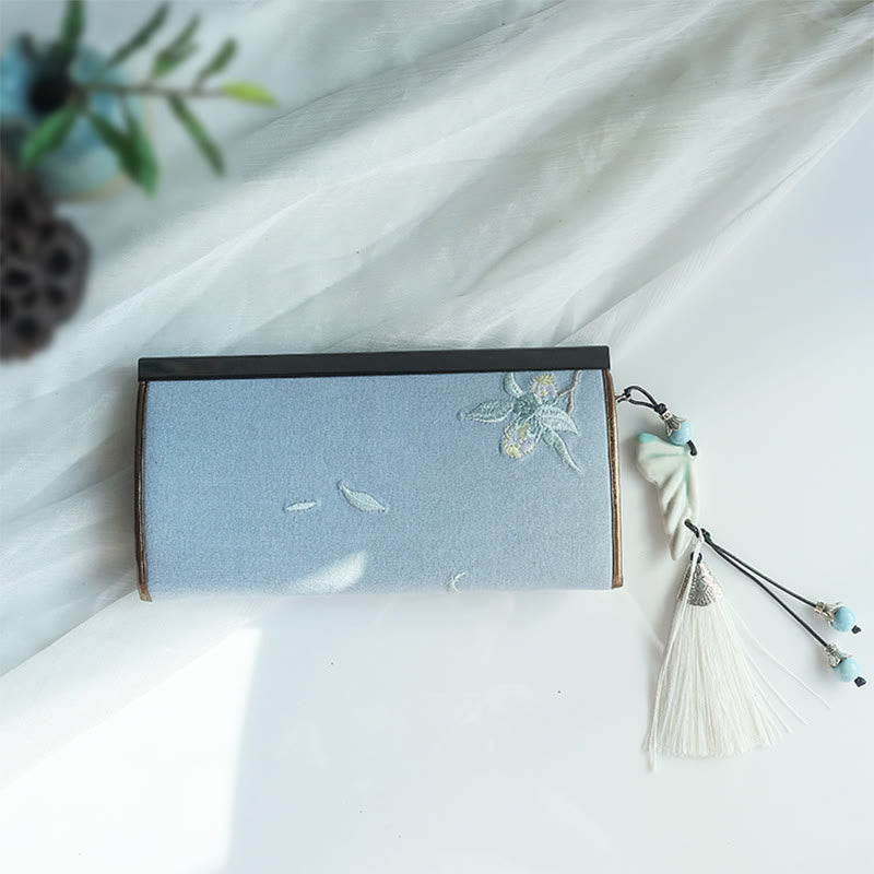 Flower Plum Peach Blossom Bamboo Double-sided Embroidery Large Capacity Cash Holder Wallet Shopping Purse - image 13