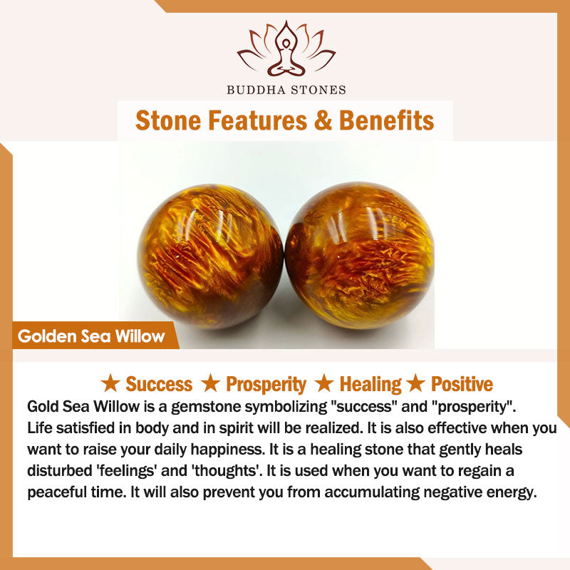Buddha Stones Golden Sea Willow Success Positive Bracelet Mala - image 17