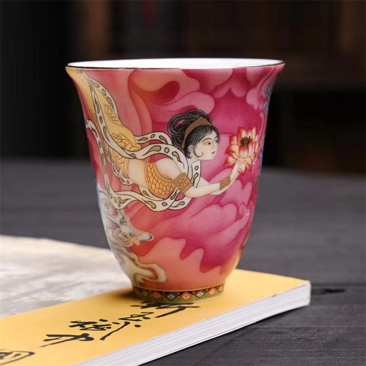 Buddha Stones Dunhuang Color Flying Apsaras Teacup Kung Fu Tea Cup