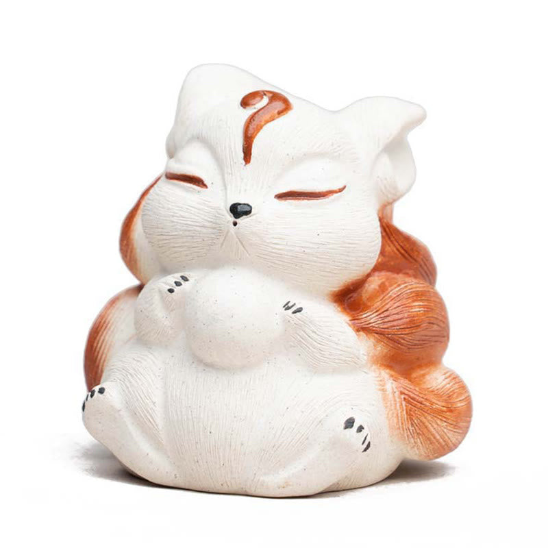 Buddha Stones Mini Nine Tailed Fox Purple Clay Luck Desk Decoration - image 13