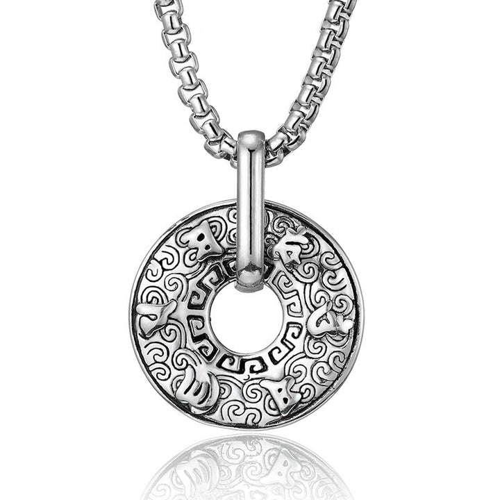 Buddha Stones Tibetan Om Mani Padme Hum Peace Buckle Creativity Necklace Pendant - Silver Om Mani Padme Hum - image 9