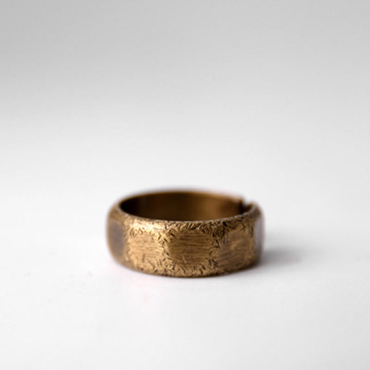 Tibetan Simple Design Copper Brass Frosted Wealth Ring - image 9
