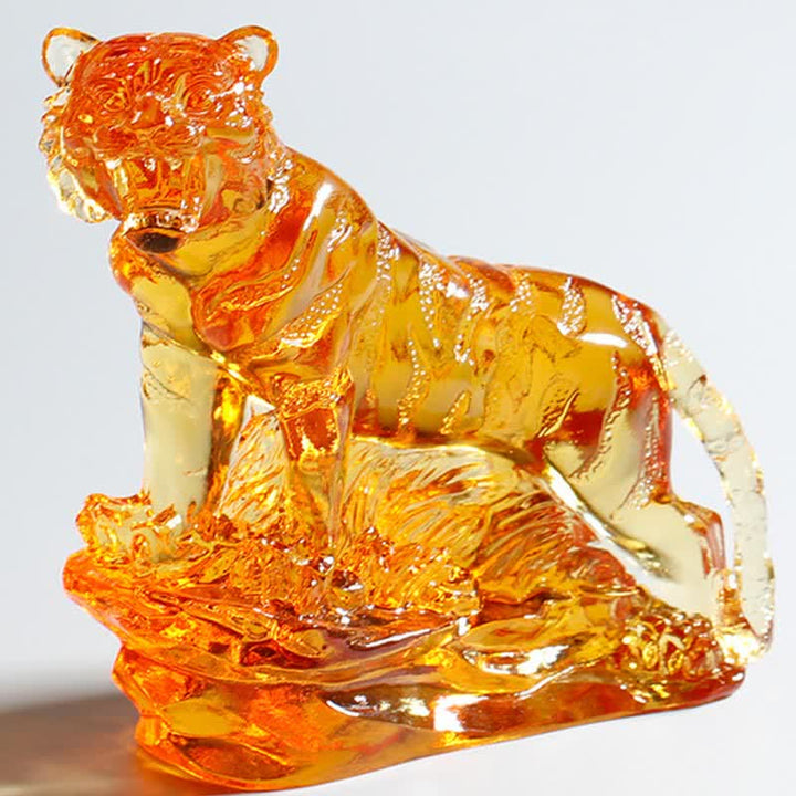 Handmade Liuli Crystal Tiger Art Piece Protection Home Decoration - image 9