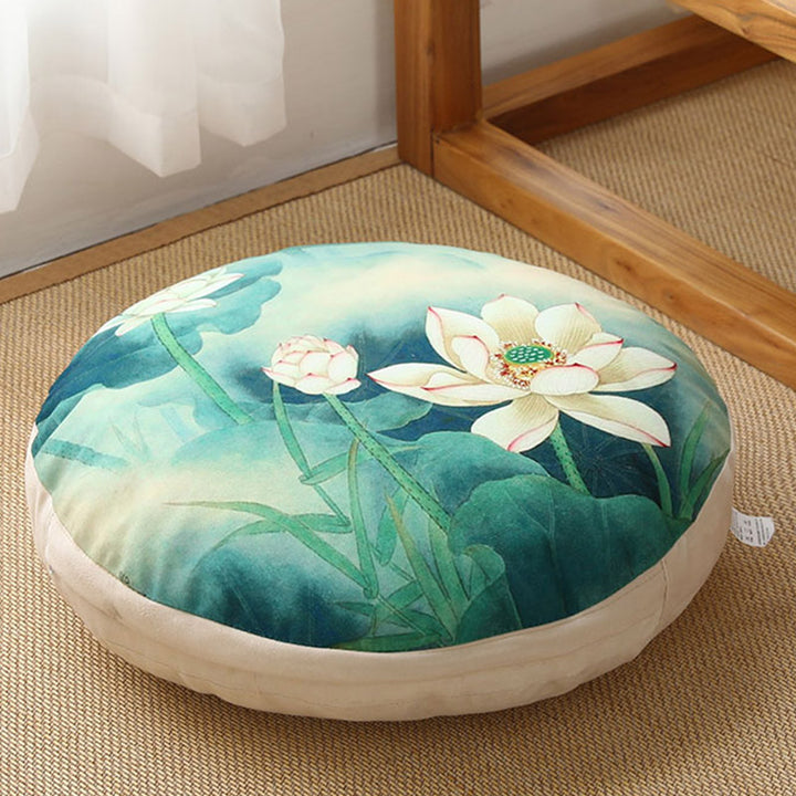 Lotus Simple Pattern Linen Meditation Seat Cushion Home Living Room Decoration - Detachable - Approx. 40cm × 10cm (slight variation possible) - MediumAquamarine - image 30