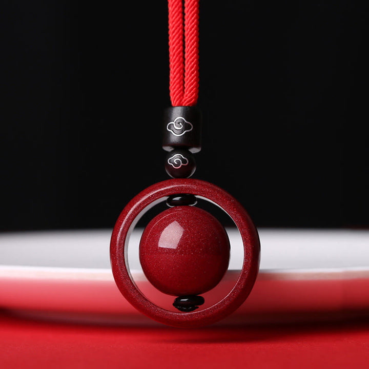 Buddha Stones Cinnabar Om Mani Padme Hum PiXiu Blessing Lucky Bead Necklace Pendant - Auspicious Clouds - Red Rope - image 22