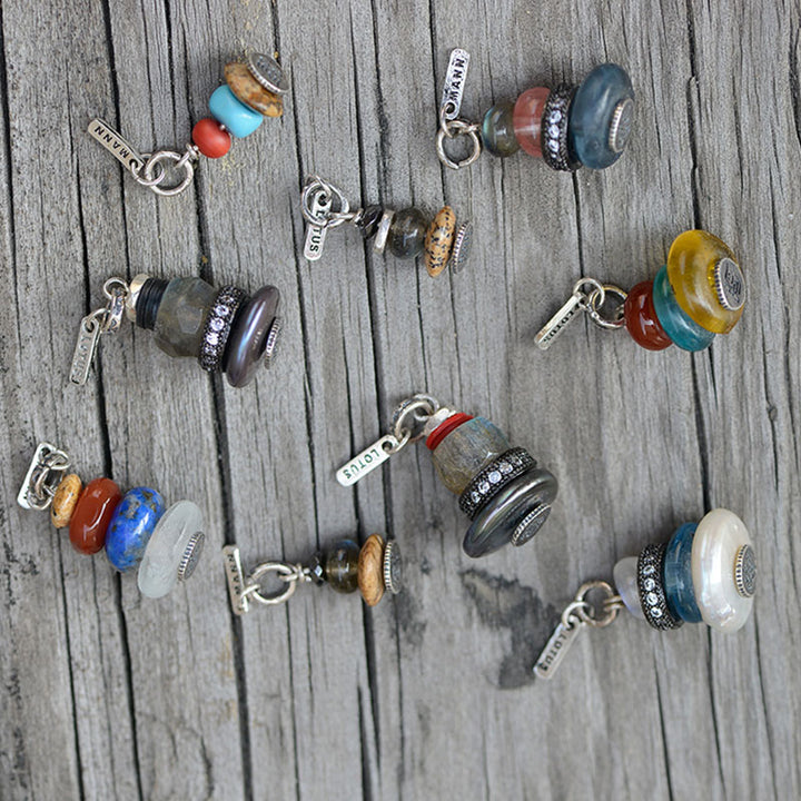 Buddha Stones Zen Cairn Labradorite Various Crystals Calm Pendant Necklace - image 3