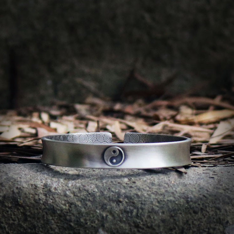 999 Sterling Silver Yin Yang Auspicious Clouds Balance Harmony Bracelet - image 4