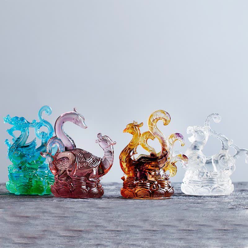 Feng Shui Four Symbols Azure Dragon Handmade Liuli Crystal Art Piece Home Office Decoration - image 2