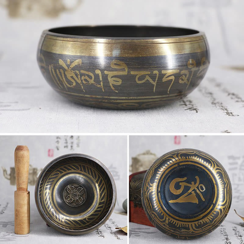 Buddha Stones Tibetan Meditation Bowl for Healing and Mindfulness Om Mani Padme Hum Singing Bowl - image 14