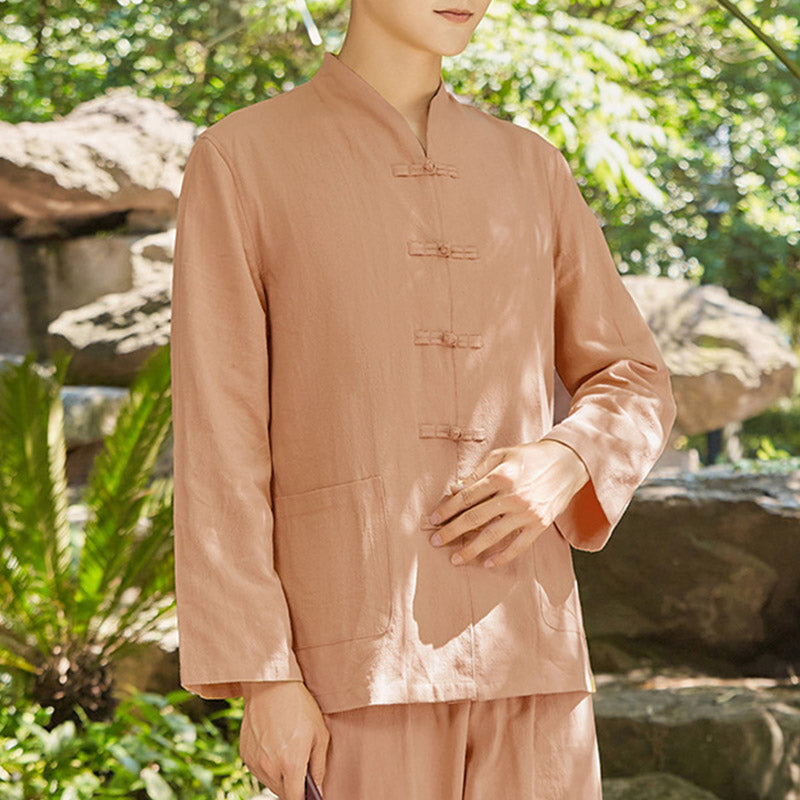 Spiritual Zen Practice Yoga Meditation Prayer Clothing Cotton Linen Men's Set - SandyBrown - US/UK/AU48，EU58 (6XL) - image 10