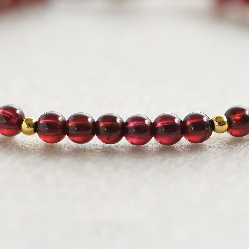 Buddha Stones Natural Garnet Golden Beads Stability Bracelet - image 3