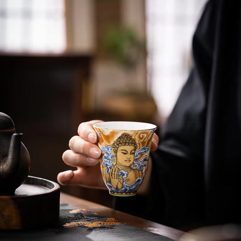 Buddha Stones Dunhuang Color Flying Apsaras Teacup Kung Fu Tea Cup