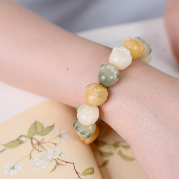 Buddha Stones Multilayered Bodhi Seed Cute Cat Paw Calm Harmony Bracelet - image 6