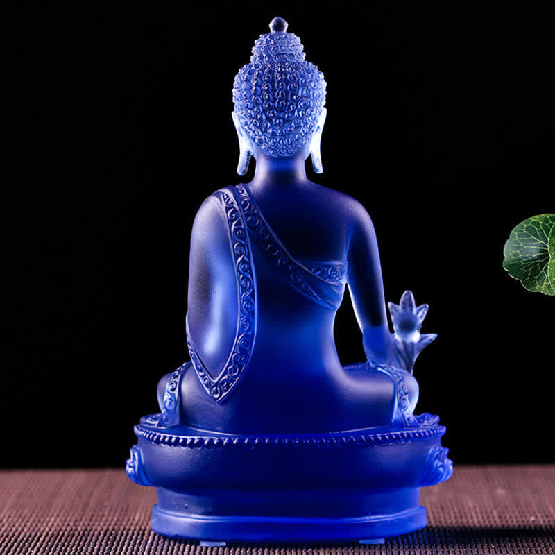 Medicine Buddha Handmade Liuli Crystal Art Piece Compassion Statue Home Office Offering Decoration - image 4