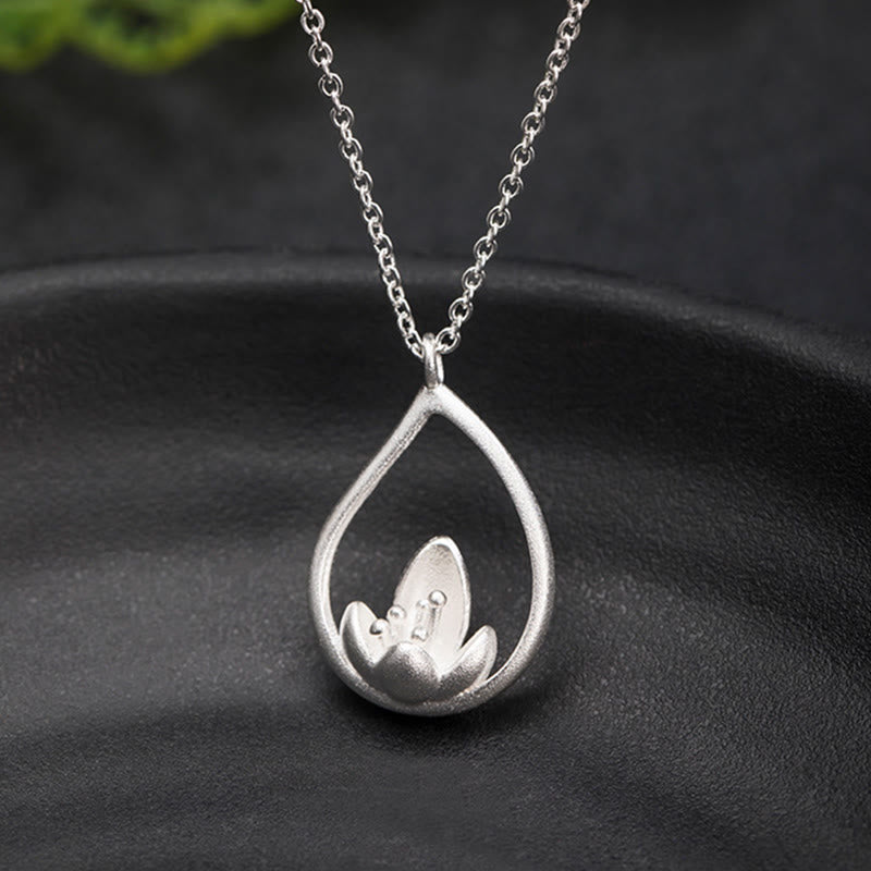 Buddha Stones 925 Sterling Silver Lotus Flower Floral Enlightenment Necklace Pendant - image 7