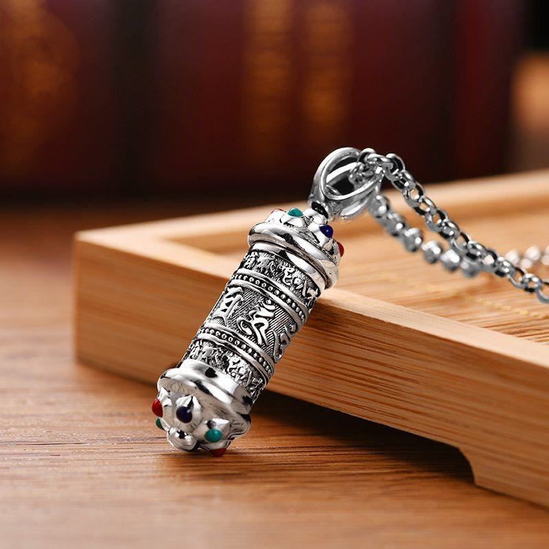 Buddha Stones Tibetan Om Mani Padme Hum Focus Necklace Pendant - image 2