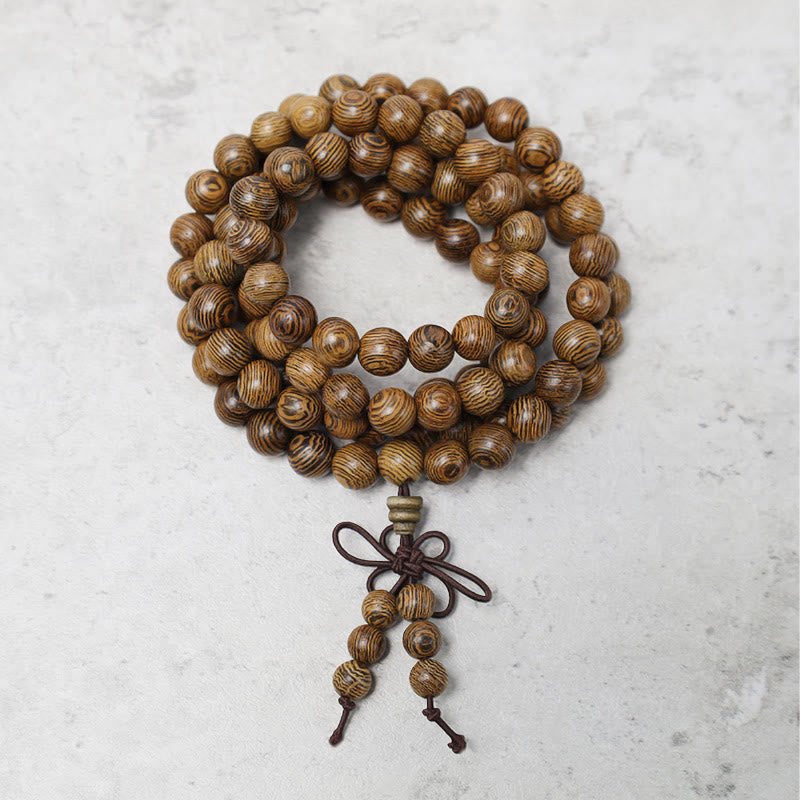 Buddha Stones 108 Mala Beads Bracelet Prayer Meditation Sandalwood Elastic - Wenge Wood - image 13