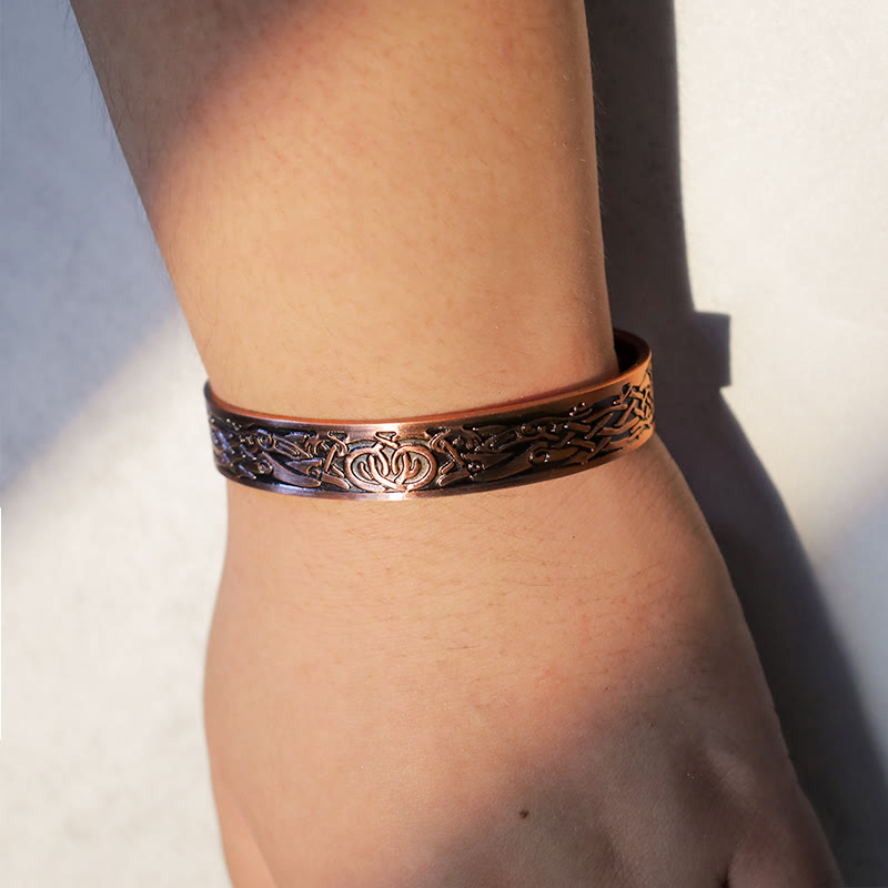 Viking Birds Magnetic Copper Adjustable Cuff Bracelet Bangle - image 5