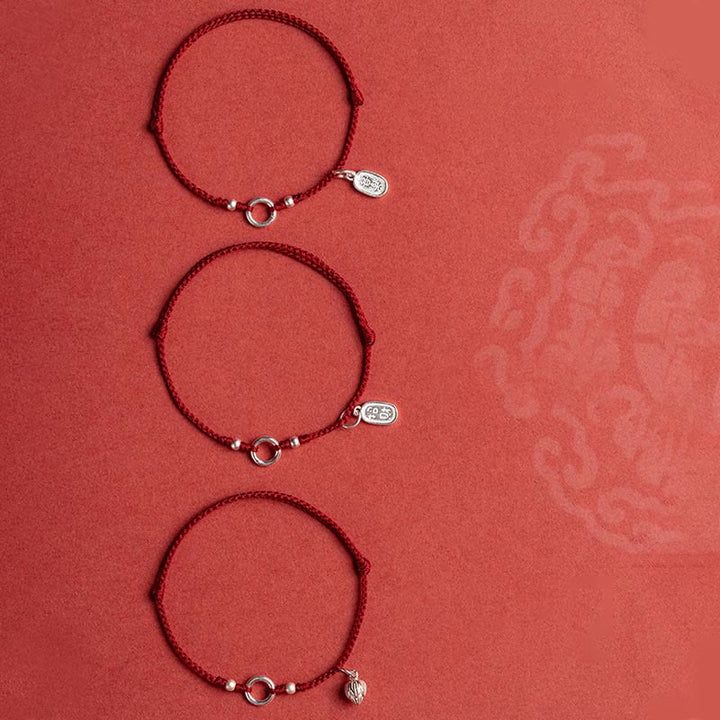 Buddha Stones 925 Sterling Silver Lucky Fortune Peace Joy Lotus Peace Buckle Red String Bracelet - image 14