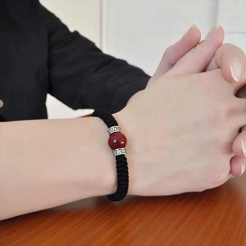 Buddha Stones 925 Sterling Silver Natural Cinnabar Bead Calm Handmade Braided String Bracelet - image 11