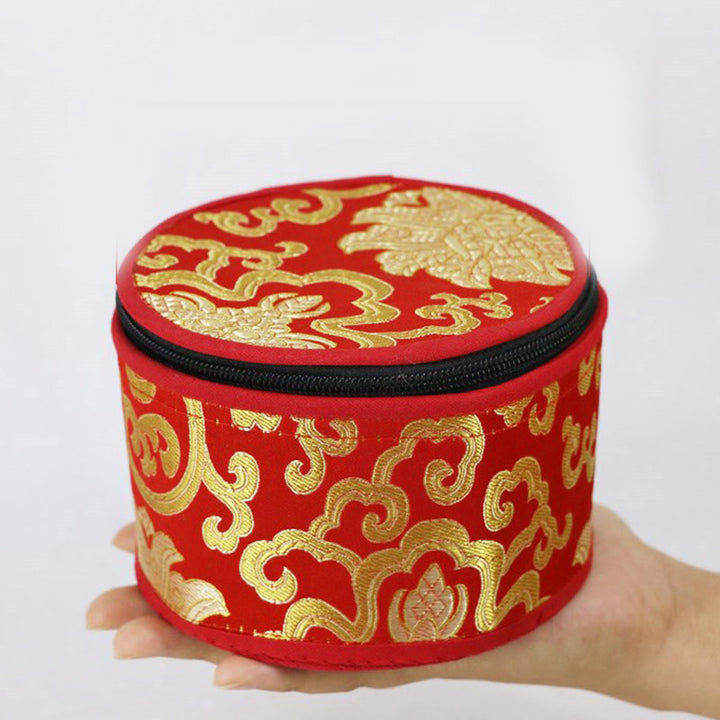 Tibetan Singing Bowl Storage Bag with Zipper Closure Decoration - image 1