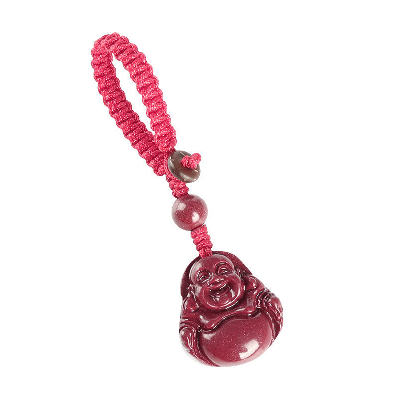 Buddha Stones Laughing Buddha Cinnabar Blessing Necklace Pendant Phone Hanging Decoration Key Chain - image 11