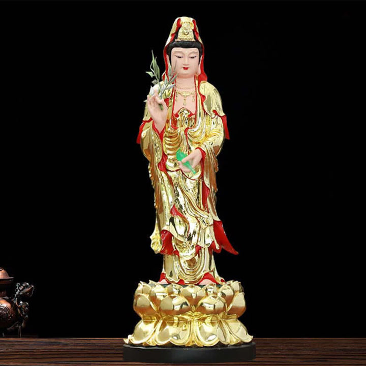 Chenrezig Bodhisattva Avalokitesvara Figurine Harmony Resin Statue Home Decoration - Gold - image 4