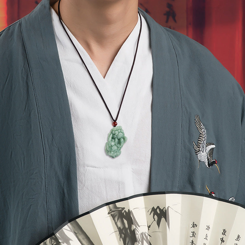 Buddha Stones Jade PiXiu Wealth Luck String Necklace Pendant - image 4