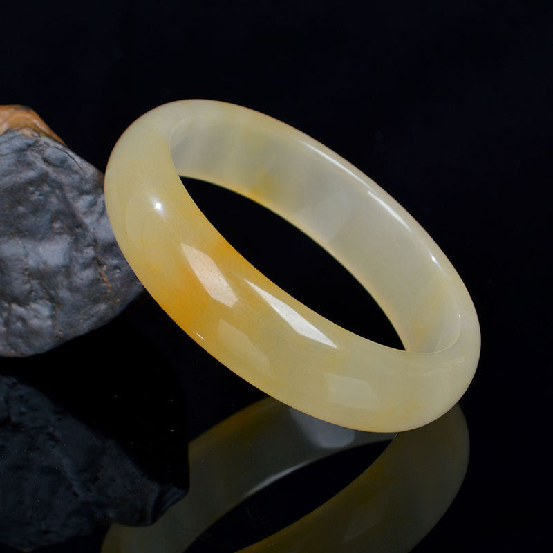 Natural Golden Silk Jade Luck Wealth Bracelet Bangle - 62mm - image 1