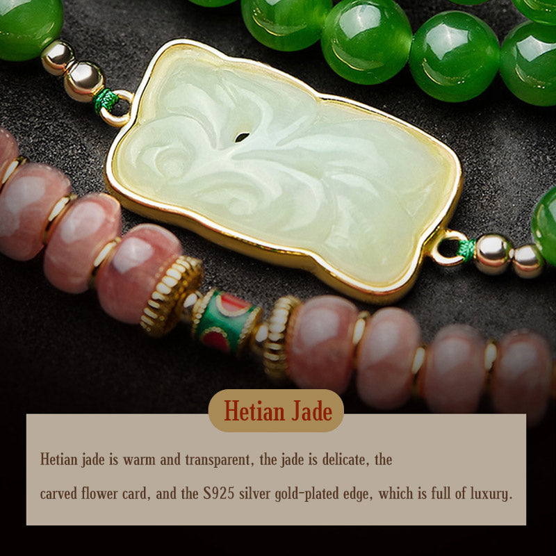 108 Mala Beads Cyan Jade Red Agate Laughing Buddha Luck Bracelet - image 13