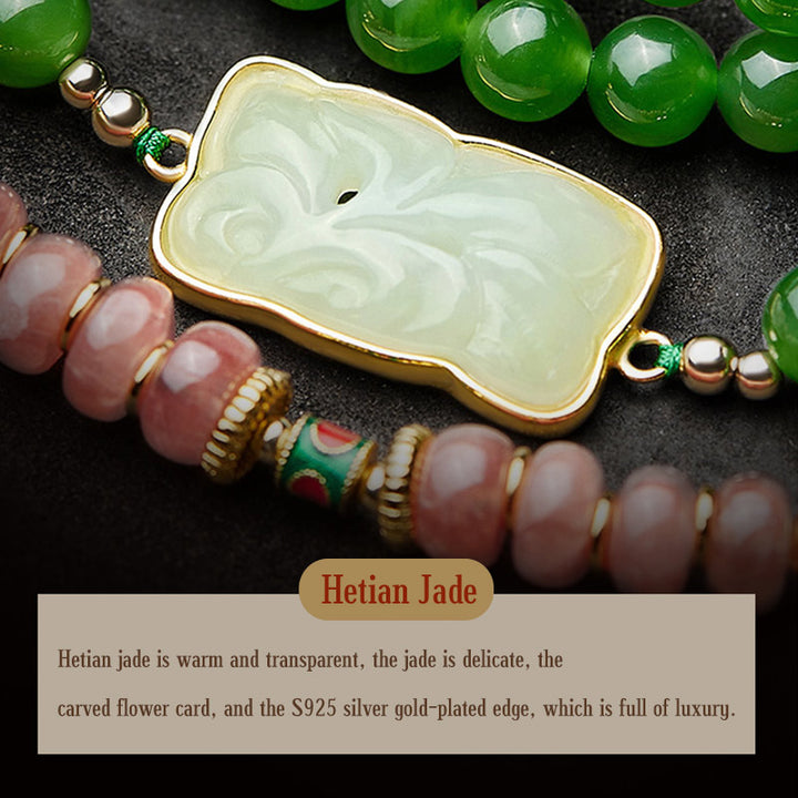 108 Mala Beads Cyan Jade Red Agate Laughing Buddha Luck Bracelet - image 13