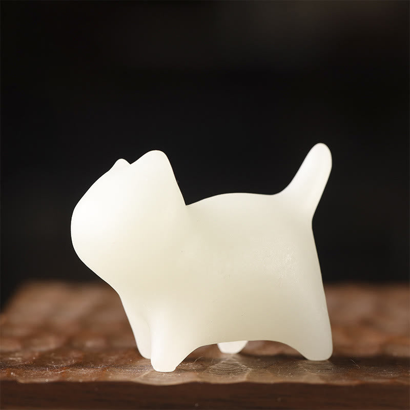 Buddha Stones 2Pcs Mini Cute Cat Glowstone Luminous Lucky Cat Energy Decoration - image 1