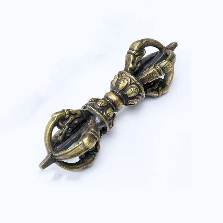 Buddha Stones Handmade Nepal Five Prong Three Prong Vajra Dorje Strength Copper Decoration